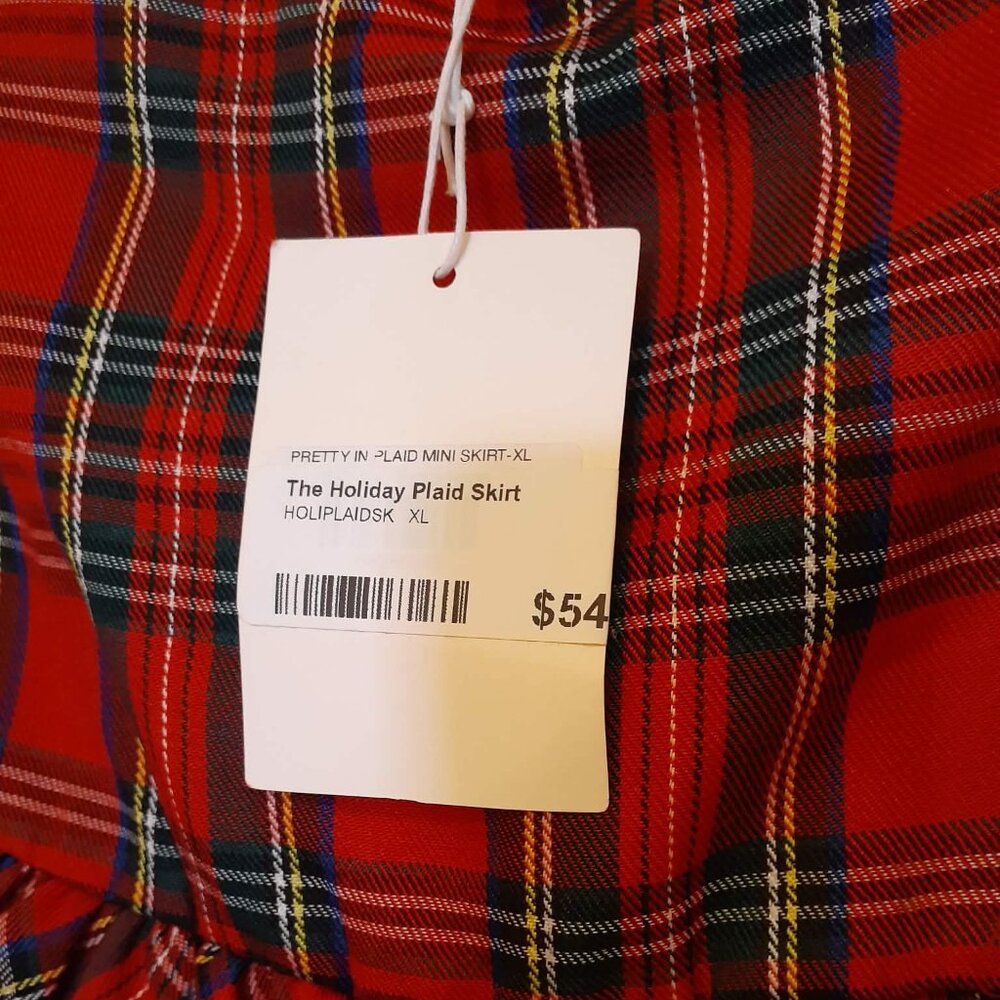 "SO ME" PLAID MINI BALLOON SKIRT WITH SIDE INVISIBLE ZIPPER AND SHORTS LINING - Picture 8 of 8